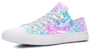 Lily Flower & Skull Low-Top Sneakers - Floral Gothic Style