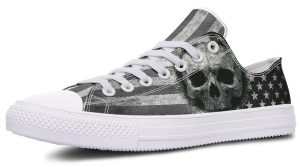 B&W American Skull White Lowtop Sneakers - Bold Graphics