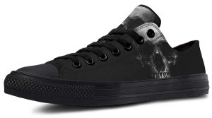 Just a Skull Black Low-Top Sneakers - Minimalist Gothic Footwear